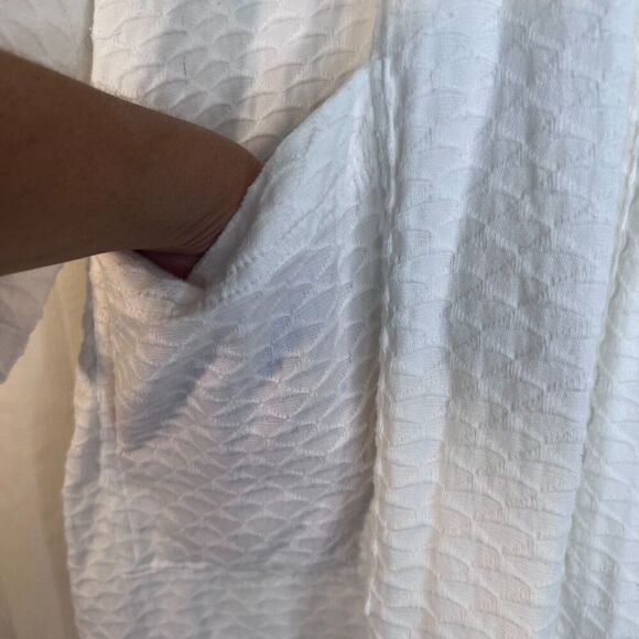 Boca Terry Cloth Robe Waffle Weave Spa Robe Cotton Blend Belted One Size White - Picture 6 of 11